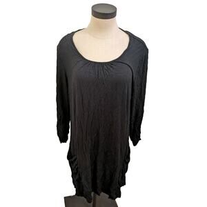 Logo Lori Goldstein Women's Dress Size M Black 3/4 Sleeve Tunic